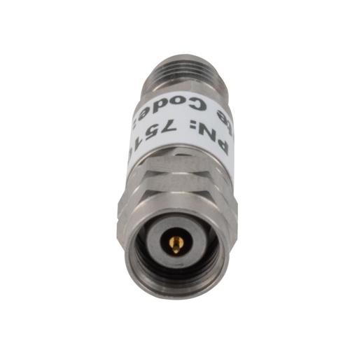 6 dB Fixed Attenuator 2.4mm Male (Plug) to 2.4mm Female (Jack) up to 50 GHz Rated to 2 Watts, Stainless Steel Body, 1.45:1 VSWR FMAT7510-6