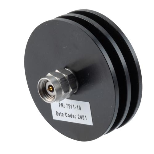 10 dB Fixed Attenuator 2.4mm Male (Plug) to 2.4mm Female (Jack) up to 50 GHz Rated to 5 Watts, Aluminum Body, 1.45:1 VSWR FMAT7511-10