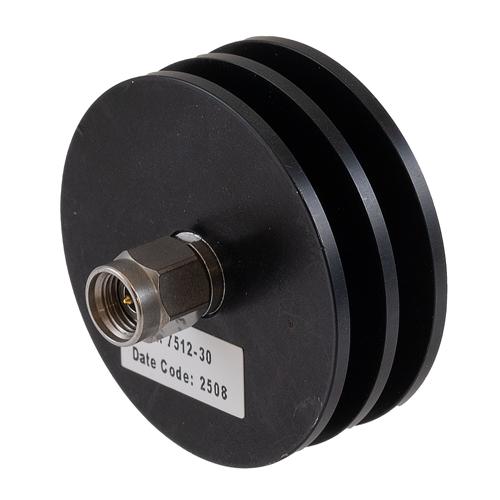 30 dB Fixed Attenuator 2.92mm Male (Plug) to 2.92mm Female (Jack) Up to 40 GHz Rated to 5 Watts, Black Aluminum Body, 1.35 VSWR FMAT7512-30