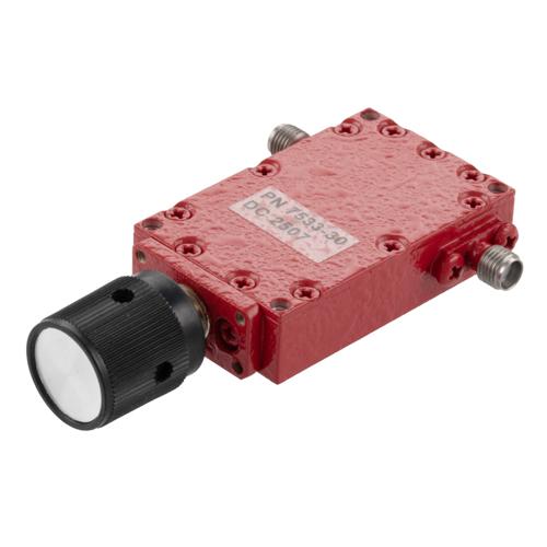 0 to 30 dB Variable Attenuator, SMA Female to SMA Female from 4 GHz to 8 GHz Rated to 5 Watts FMAT7533-30