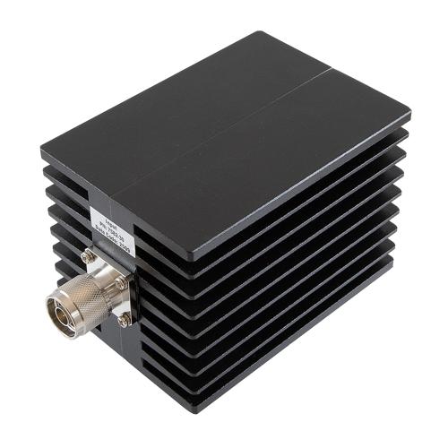 30 dB Fixed Attenuator N Male (Plug) to N Female (Jack) Up to 10 GHz Rated to 150 Watts, Aluminum Black Anodized Body, 1.5 VSWR FMAT7582-30