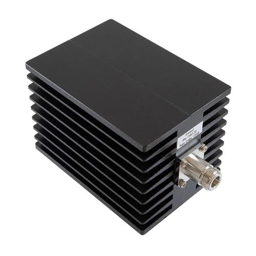 30 dB Fixed Attenuator N Male (Plug) to N Female (Jack) Up to 10 GHz Rated to 150 Watts, Aluminum Black Anodized Body, 1.5 VSWR FMAT7582-30