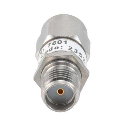 12dB RF fixed attenuator 2W, DC to 3GHz, SMA male to female, Stainless Steel FMAT7601-12