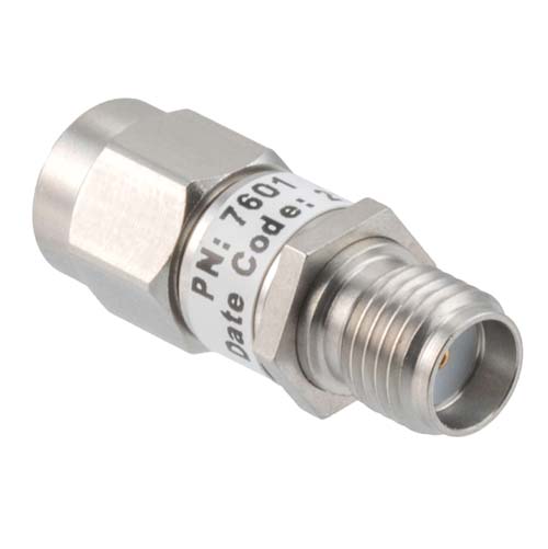 15dB RF fixed attenuator 2W, DC to 3GHz, SMA male to female, Stainless Steel FMAT7601-15