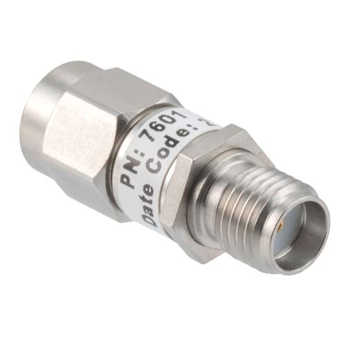 5dB RF fixed attenuator 2W, DC to 3GHz, SMA male to female, Stainless Steel FMAT7601-5