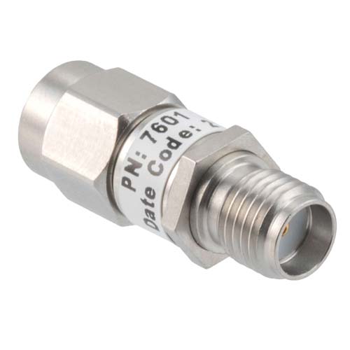 6dB RF fixed attenuator 2W, DC to 3GHz, SMA male to female, Stainless Steel FMAT7601-6
