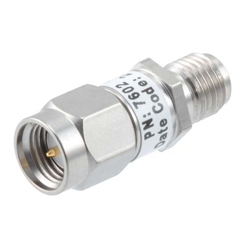 1dB RF fixed attenuator 2W, DC to 6GHz, SMA male to female, Stainless Steel FMAT7602-1