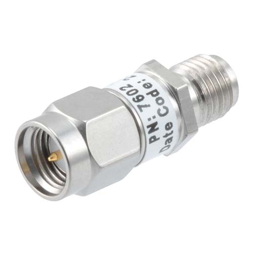 30dB RF fixed attenuator 2W, DC to 6GHz, SMA male to female, Stainless Steel FMAT7602-30