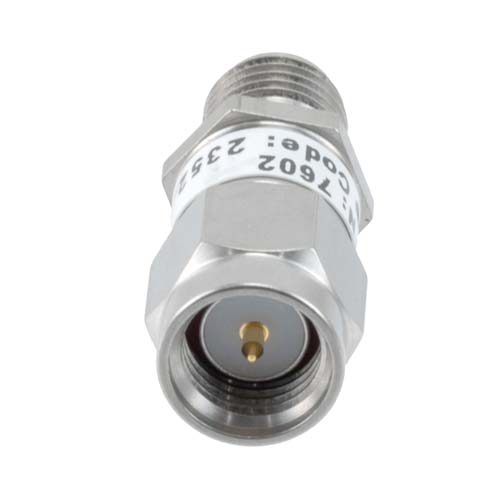 40dB RF fixed attenuator 2W, DC to 6GHz, SMA male to female, Stainless Steel FMAT7602-40