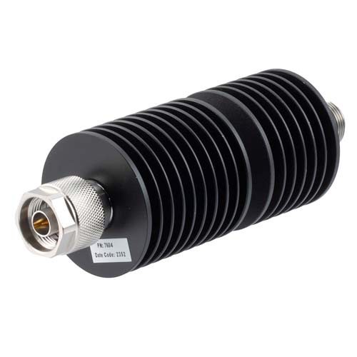 20dB RF fixed attenuator 50W, DC to 18GHz, N-type male to N-type female FMAT7604-20
