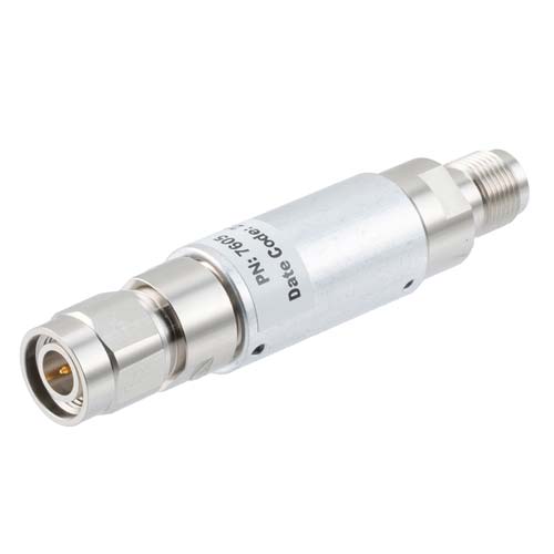 20dB RF fixed attenuator 2W, DC to 18GHz, TNC male to female, Brass FMAT7605-20