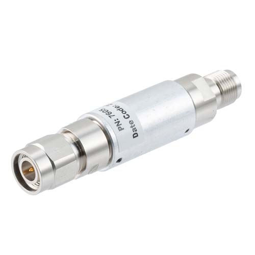 30dB RF fixed attenuator 2W, DC to 18GHz, TNC male to female, Brass FMAT7605-30