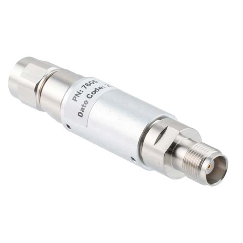 30dB RF fixed attenuator 2W, DC to 18GHz, TNC male to female, Brass FMAT7605-30