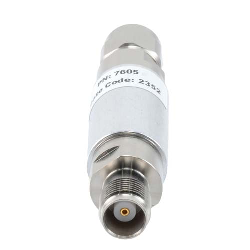 30dB RF fixed attenuator 2W, DC to 18GHz, TNC male to female, Brass FMAT7605-30