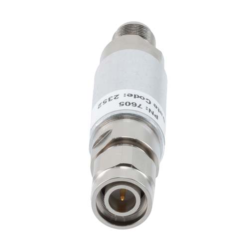 3dB RF fixed attenuator 2W, DC to 18GHz, TNC male to female, Brass FMAT7605-3