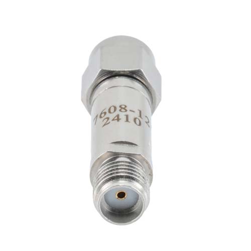 12 dB RF Fixed Attenuator SMA Male (Plug) to SMA Female (Jack), DC to 6GHz Rated to 2 Watt, Stainless Steel Body, 1.35:1 VSWR FMAT7608-12