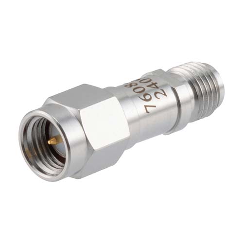 15 dB RF Fixed Attenuator SMA Male (Plug) to SMA Female (Jack), DC to 6GHz Rated to 2 Watt, Stainless Steel Body, 1.35:1 VSWR FMAT7608-15