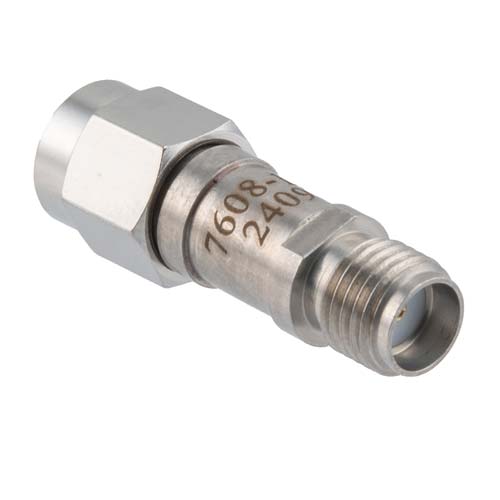 15 dB RF Fixed Attenuator SMA Male (Plug) to SMA Female (Jack), DC to 6GHz Rated to 2 Watt, Stainless Steel Body, 1.35:1 VSWR FMAT7608-15