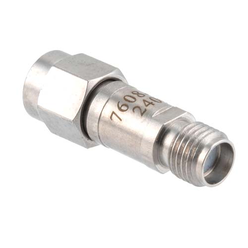20 dB RF Fixed Attenuator SMA Male (Plug) to SMA Female (Jack), DC to 6GHz Rated to 2 Watt, Stainless Steel Body, 1.35:1 VSWR FMAT7608-20