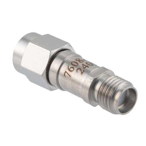 30 dB RF Fixed Attenuator SMA Male (Plug) to SMA Female (Jack), DC to 6GHz Rated to 2 Watt, Stainless Steel Body, 1.35:1 VSWR FMAT7608-30