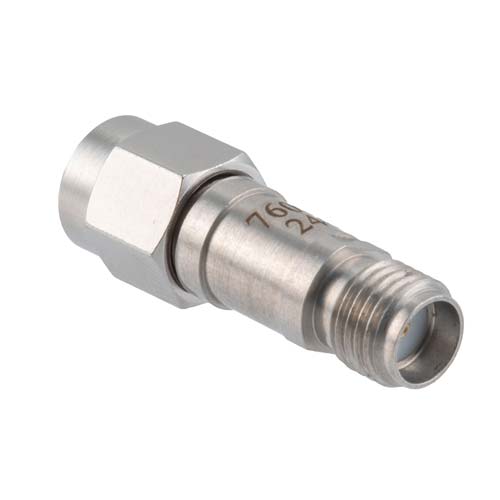 3 dB RF Fixed Attenuator SMA Male (Plug) to SMA Female (Jack), DC to 6GHz Rated to 2 Watt, Stainless Steel Body, 1.35:1 VSWR FMAT7608-3