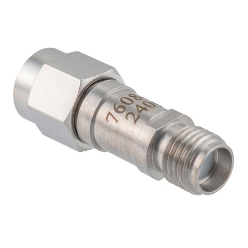 4 dB RF Fixed Attenuator SMA Male (Plug) to SMA Female (Jack), DC to 6GHz Rated to 2 Watt, Stainless Steel Body, 1.35:1 VSWR FMAT7608-4