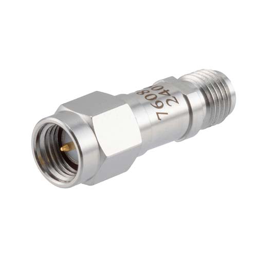 8 dB RF Fixed Attenuator SMA Male (Plug) to SMA Female (Jack), DC to 6GHz Rated to 2 Watt, Stainless Steel Body, 1.35:1 VSWR FMAT7608-8