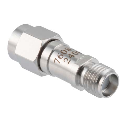 9 dB RF Fixed Attenuator SMA Male (Plug) to SMA Female (Jack), DC to 6GHz Rated to 2 Watt, Stainless Steel Body, 1.35:1 VSWR FMAT7608-9