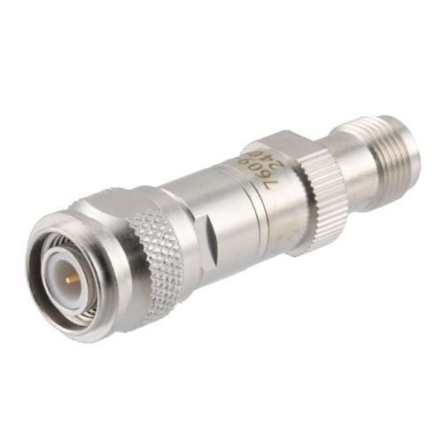 30 dB RF Fixed Attenuator TNC Male (Plug) to TNC Female (Jack), DC to 3 GHz Rated to 2 Watt, Brass Body, 1.25:1 VSWR FMAT7609-30