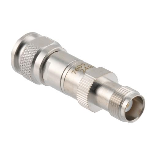 30 dB RF Fixed Attenuator TNC Male (Plug) to TNC Female (Jack), DC to 3 GHz Rated to 2 Watt, Brass Body, 1.25:1 VSWR FMAT7609-30