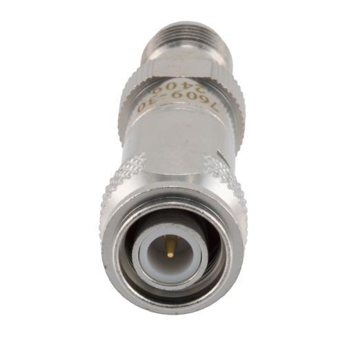 30 dB RF Fixed Attenuator TNC Male (Plug) to TNC Female (Jack), DC to 3 GHz Rated to 2 Watt, Brass Body, 1.25:1 VSWR FMAT7609-30