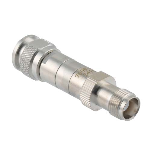 40 dB RF Fixed Attenuator TNC Male (Plug) to TNC Female (Jack), DC to 3 GHz Rated to 2 Watt, Brass Body, 1.25:1 VSWR FMAT7609-40