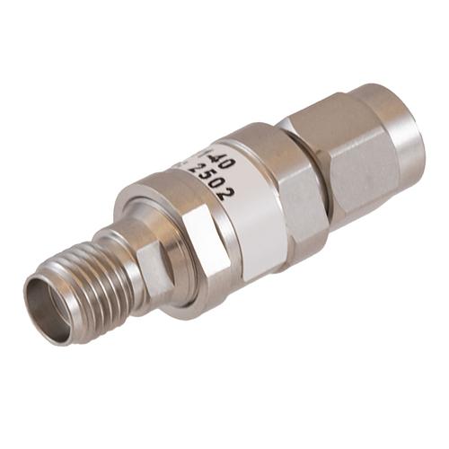 40 dB Fixed Attenuator SMA Male (Plug) to SMA Female (Jack) DC to 18 GHz Rated to 2 Watt Stainless Steel Body 1.35:1 VSWR FMAT7611-40
