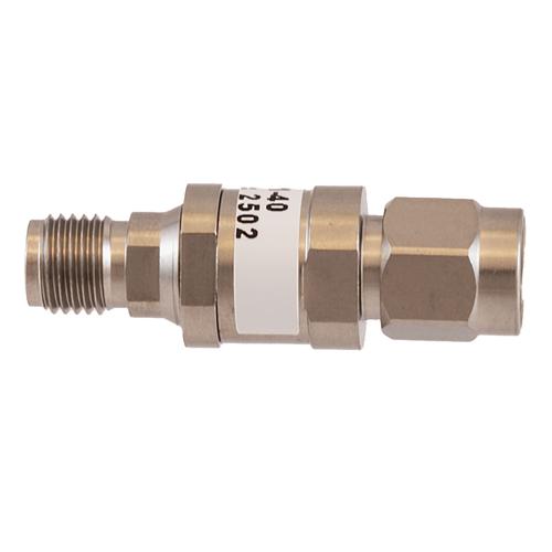 40 dB Fixed Attenuator SMA Male (Plug) to SMA Female (Jack) DC to 18 GHz Rated to 2 Watt Stainless Steel Body 1.35:1 VSWR FMAT7611-40