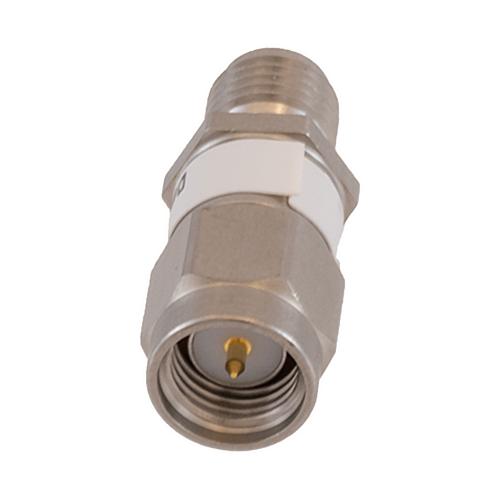 3 dB Fixed Attenuator SMA Male (Plug) to SMA Female (Jack) DC to 18 GHz Rated to 2 Watt Stainless Steel Body 1.3:1 VSWR FMAT7620-3