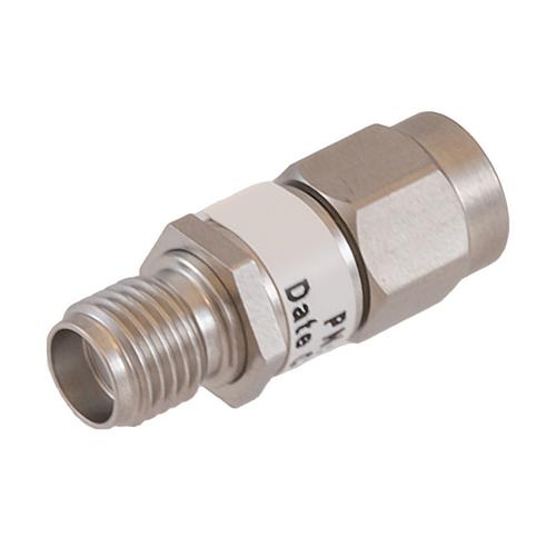 6 dB Fixed Attenuator SMA Male (Plug) to SMA Female (Jack) DC to 18 GHz Rated to 2 Watt Stainless Steel Body 1.3:1 VSWR FMAT7620-6
