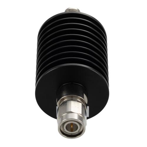 30 dB Fixed Attenuator TNC Male (Plug) to TNC Female (Jack) Up to 8 GHz Rated to 25 Watts, Black Aluminum Body, 1.25 VSWR FMAT7627-30