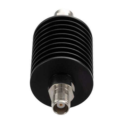 30 dB Fixed Attenuator TNC Male (Plug) to TNC Female (Jack) Up to 8 GHz Rated to 25 Watts, Black Aluminum Body, 1.25 VSWR FMAT7627-30