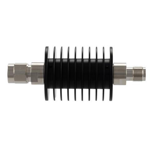 30 dB Fixed Attenuator TNC Male (Plug) to TNC Female (Jack) Up to 8 GHz Rated to 25 Watts, Black Aluminum Body, 1.25 VSWR FMAT7627-30