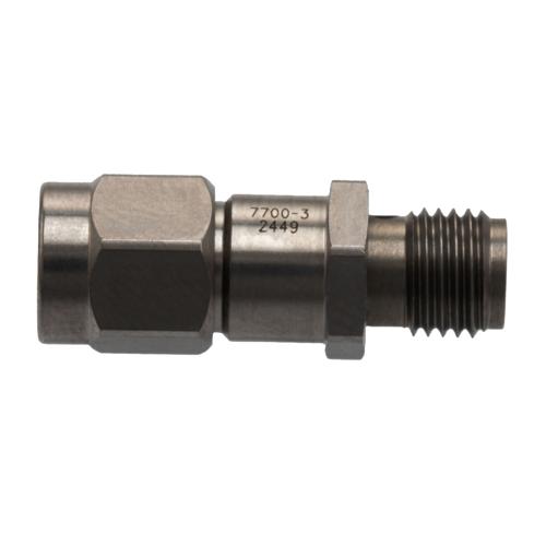 3 dB Fixed Attenuator for Cryogenic Application, SMA Male to SMA Female, DC to 18 GHz Rated to 2W Passivated Stainless Steel Hex/Round Body FMAT7700-3