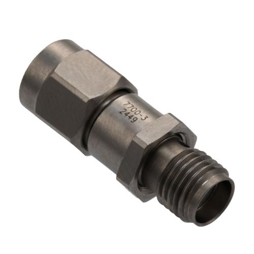 3 dB Fixed Attenuator for Cryogenic Application, SMA Male to SMA Female, DC to 18 GHz Rated to 2W Passivated Stainless Steel Hex/Round Body FMAT7700-3