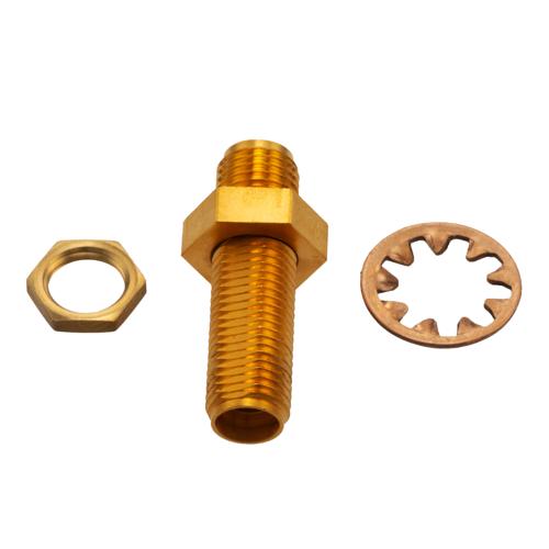 0 dB Fixed Attenuator Bulkhead for Cryogenic Application, 2.92mm female to 2.92mm Female, DC to 18 GHz Rated to 1 W Copper Gold Plated Body FMAT7702-0