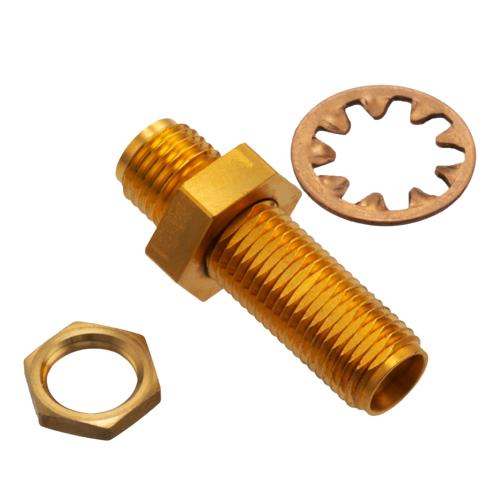 0 dB Fixed Attenuator Bulkhead for Cryogenic Application, 2.92mm female to 2.92mm Female, DC to 18 GHz Rated to 1 W Copper Gold Plated Body FMAT7702-0