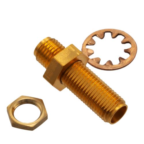 20 dB Fixed Attenuator Bulkhead for Cryogenic Application, 2.92mm female to 2.92mm Female, DC to 18 GHz Rated to 1 W Copper Gold Plated Body FMAT7702-20