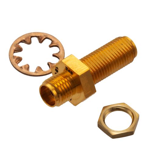 3 dB Fixed Attenuator Bulkhead for Cryogenic Application, 2.92mm female to 2.92mm Female, DC to 18 GHz Rated to 1 W Copper Gold Plated Body FMAT7702-3