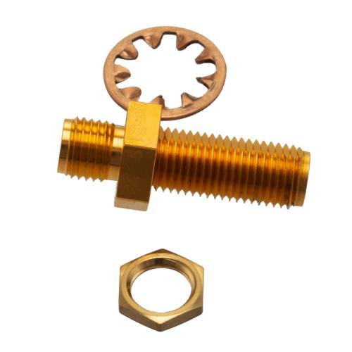 6 dB Fixed Attenuator Bulkhead for Cryogenic Application, 2.92mm female to 2.92mm Female, DC to 18 GHz Rated to 1 W Copper Gold Plated Body FMAT7702-6
