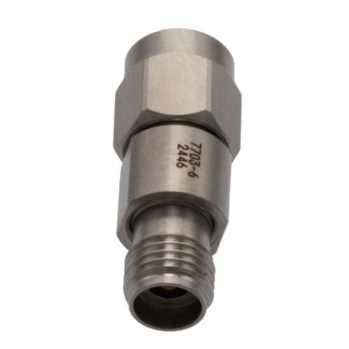 6 dB Fixed Attenuator for Cryogenic Application, 2.92mm Male to 2.92mm Female, DC to 40 GHz Rated to 1 Watt Passivated Stainless Steel Body FMAT7703-6