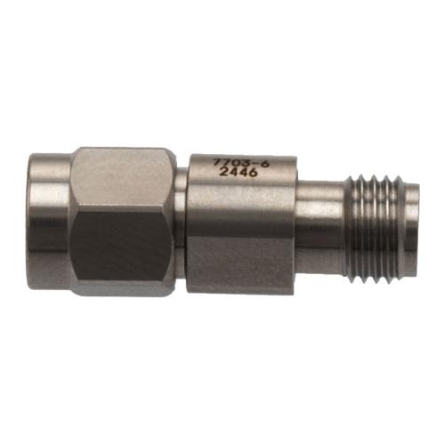 6 dB Fixed Attenuator for Cryogenic Application, 2.92mm Male to 2.92mm Female, DC to 40 GHz Rated to 1 Watt Passivated Stainless Steel Body FMAT7703-6