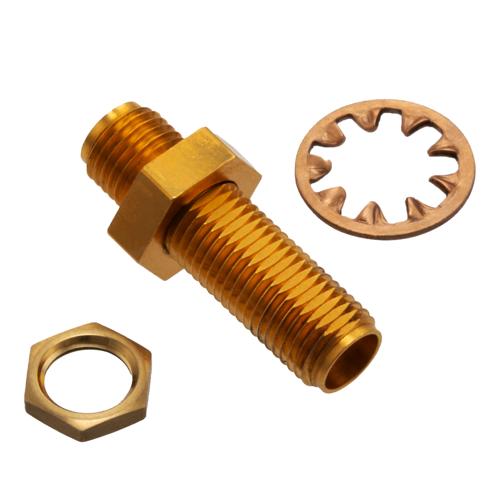 0 dB Fixed Attenuator Bulkhead for Cryogenic Application, 2.92mm female to 2.92mm Female, DC to 40 GHz Rated to 1 W Copper Gold Plated Body FMAT7704-00