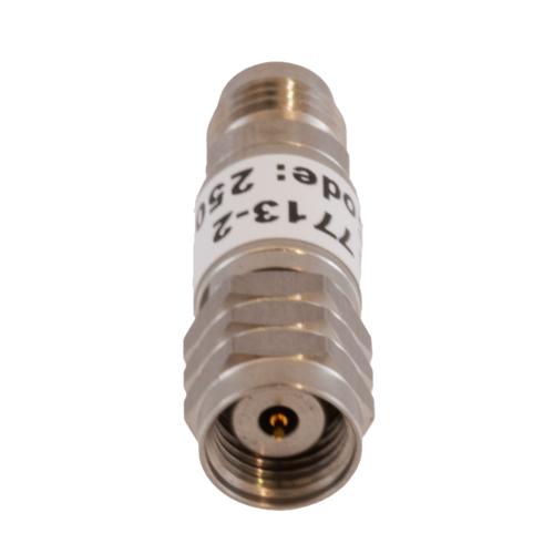 2 dB Fixed Attenuator 1.85mm Male (Plug) to 1.85mm Female (Jack) DC to 67 GHz Rated to 2 Watt, Passivated Stainless Steel Body 1.45:1 VSWR FMAT7713-2